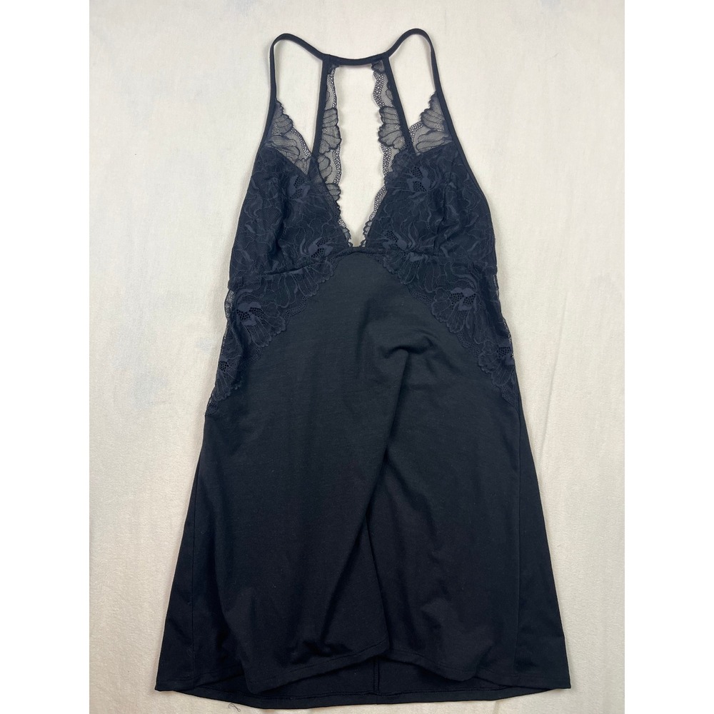 La Senza Black Lace Trim‎ Chemise Nightgown XS Racerback Sleepwear ST 11053813